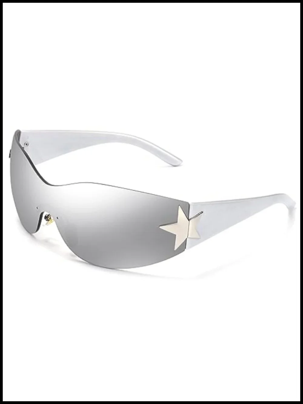 Rimless Wrap Around Sunglasses Oversized Frameless Trendy Glass